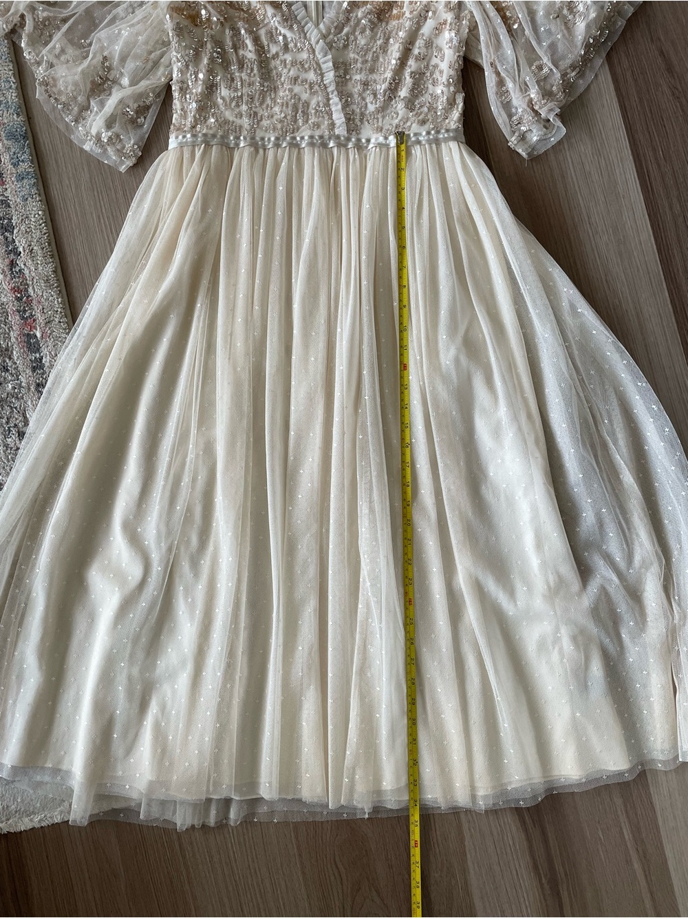 Needle & Thread Blush Ivory Embroidered Tulle Midi Dress - Picture 7 of 10